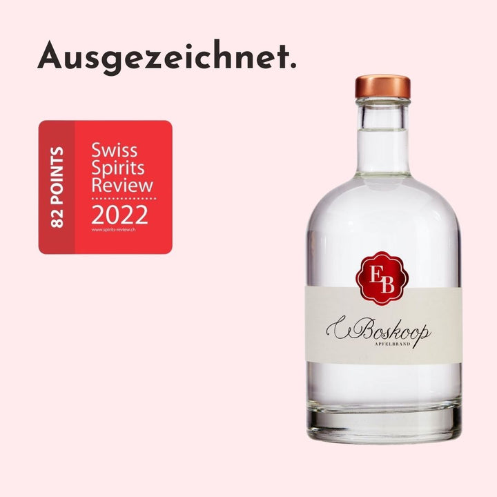 Der Boskoop Apfel Schnaps der Destillerie Brunner wurde bei der Swiss Spirits Review von einer Fachjury hervorragend bewertet.