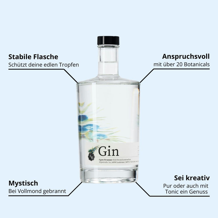 Eigenschaften des London Dry Gin der Destillerie Brunner, welche ihn einzigartig machen.