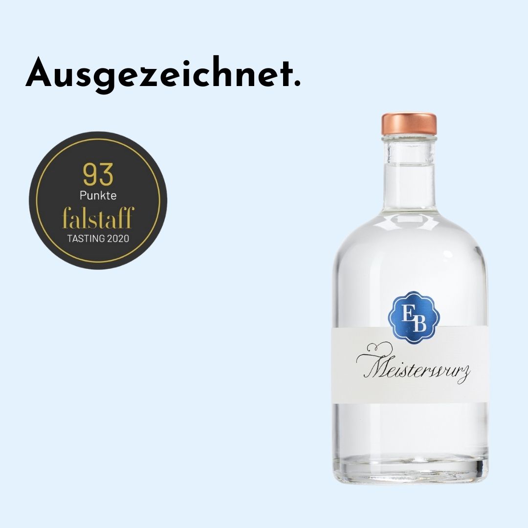 Der Meisterwurz Schnaps der Destillerie Brunner wurde bei Falstaff von einer Fachjury hervorragend bewertet.