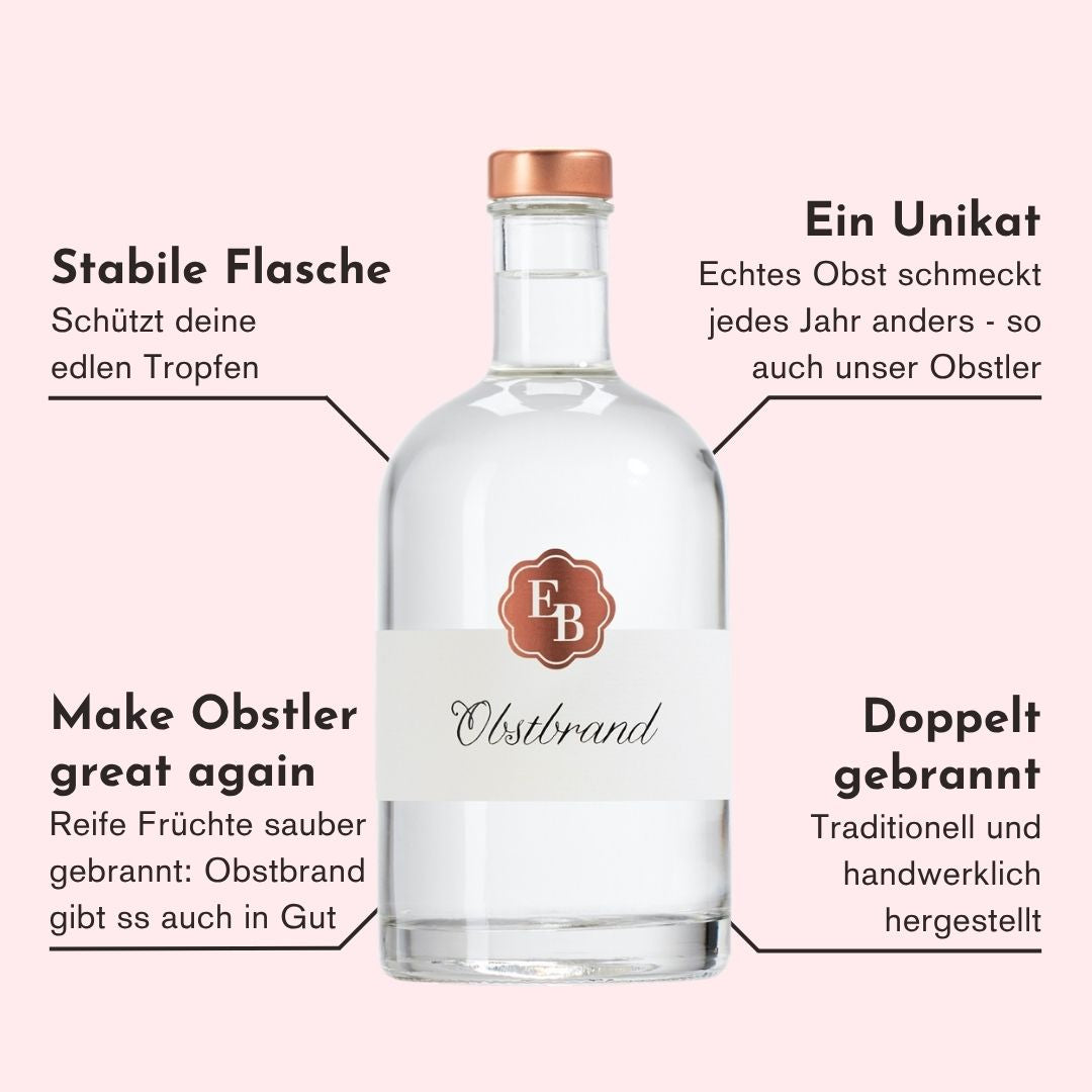 Eigenschaften des Obstler der Destillerie Brunner, welche ihn einzigartig machen.