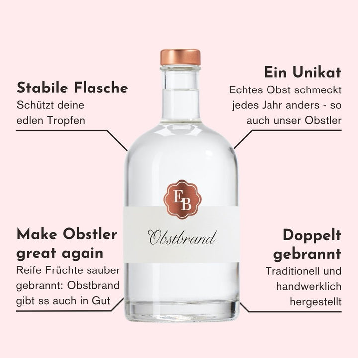 Eigenschaften des Obstler der Destillerie Brunner, welche ihn einzigartig machen.