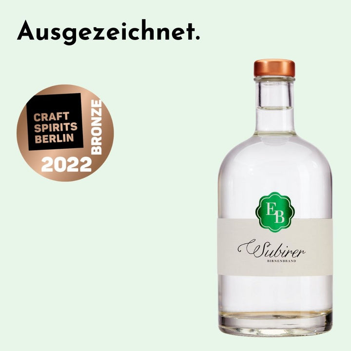 Der Subirer Schnaps der Destillerie Brunner aus Österreich wurde international bei den Craft Spirits Berlin von einer Fachjury hervorragend bewertet.