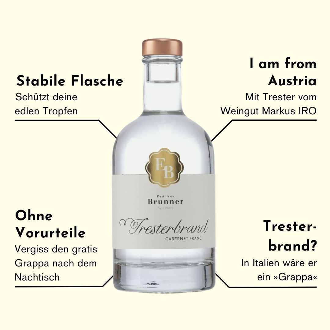 Eigenschaften des Tresterbrand Cabernet Franc vom Weingut Markus IRO der Destillerie Brunner, welche ihn einzigartig machen.