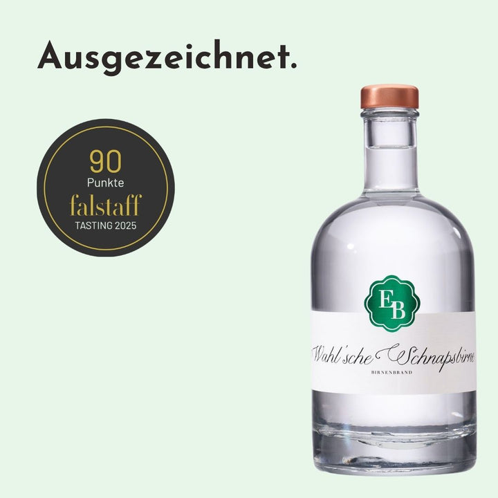 Wahlsche Schnapsbirne mit 90 Punkten beim Falstaff Tasting 2025.