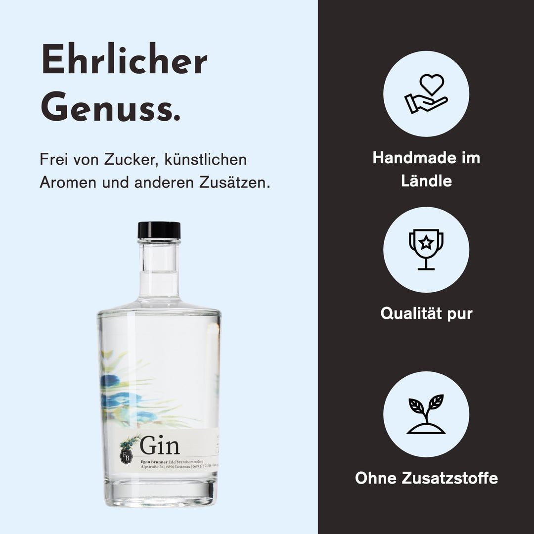 Handgemacht in Vorarlberg, ohne Zusatzstoffe: London Dry Gin der Destillerie Brunner.