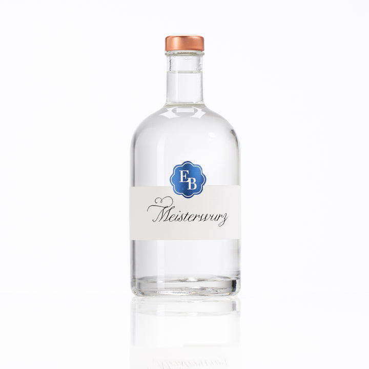 Flasche Meisterwurz Schnaps der Destillerie Brunner.
