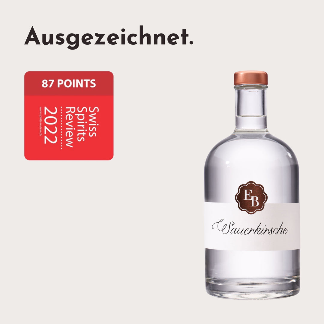 Weichselschnaps mit 87 Punkten bei der Swiss Spirits Review 2022.