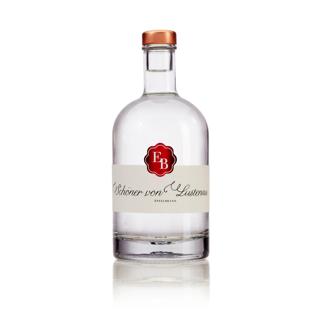 Flasche Schöner von Lustenau Apfelschnaps der Destillerie Brunner.