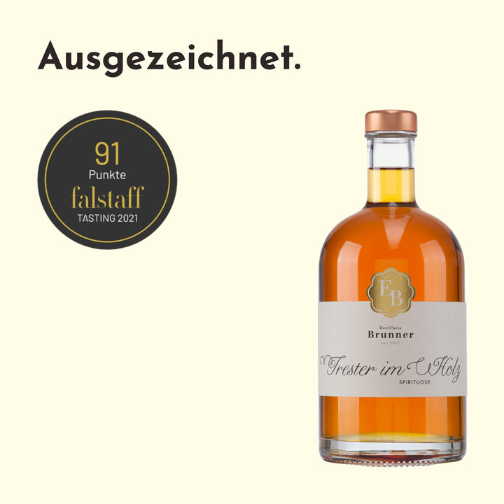 Tresterbrand im Holz mit 91 Punkten beim Falstaff Tasting 2021.