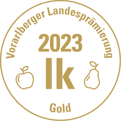 Vorarlberger Landesprämierung 2023 Gold für den Schöner von Lustenau Apfelbrand der Destillerie Brunner.