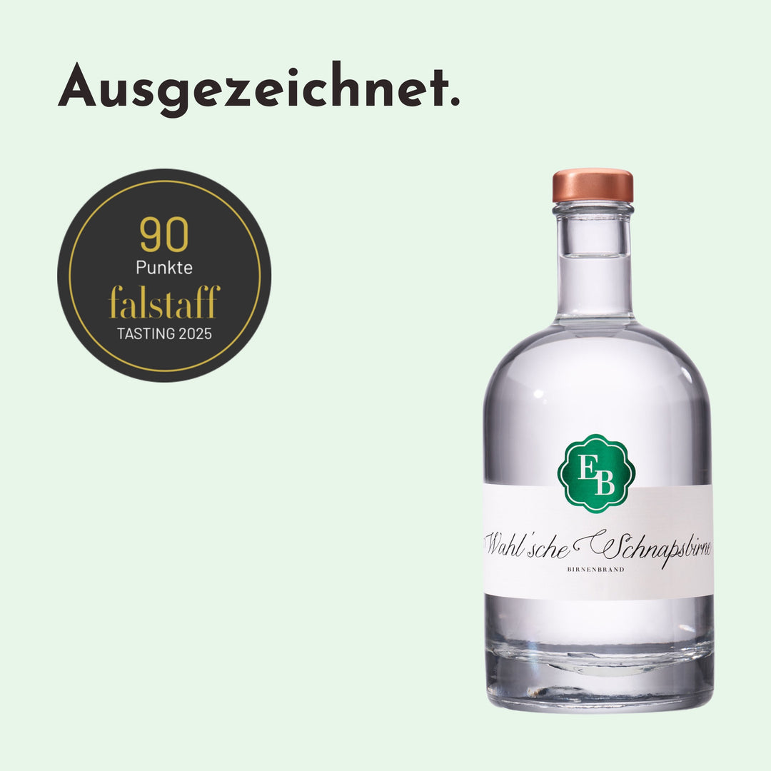 Wahlsche Schnapsbirne mit 90 Punkten beim Falstaff Tasting 2025.