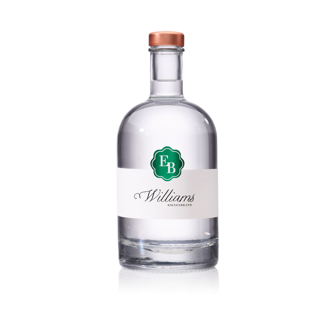 Flasche Williams Schnaps der Destillerie Brunner.